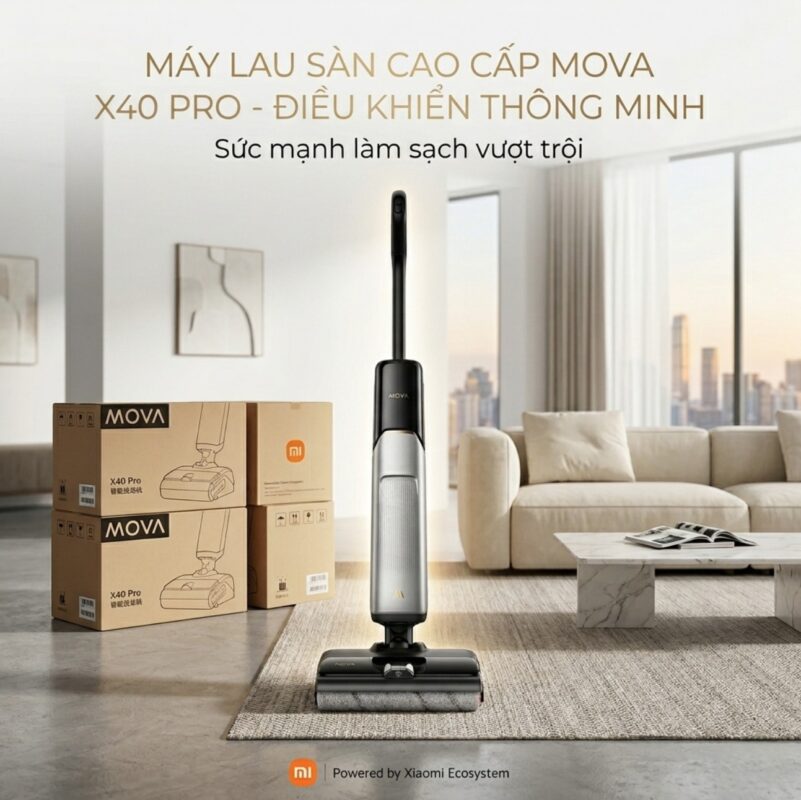 Máy hút bụi lau nhà XIAOMI Dreame Mova X40 Pro lau nước nóng 90°C, giặt & sấy khô giẻ