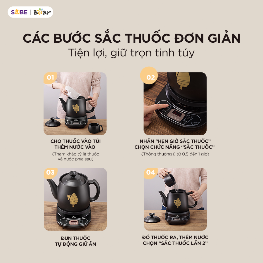 Ấm sắc thuốc Bear HTM - 4H40X - ảnh 5