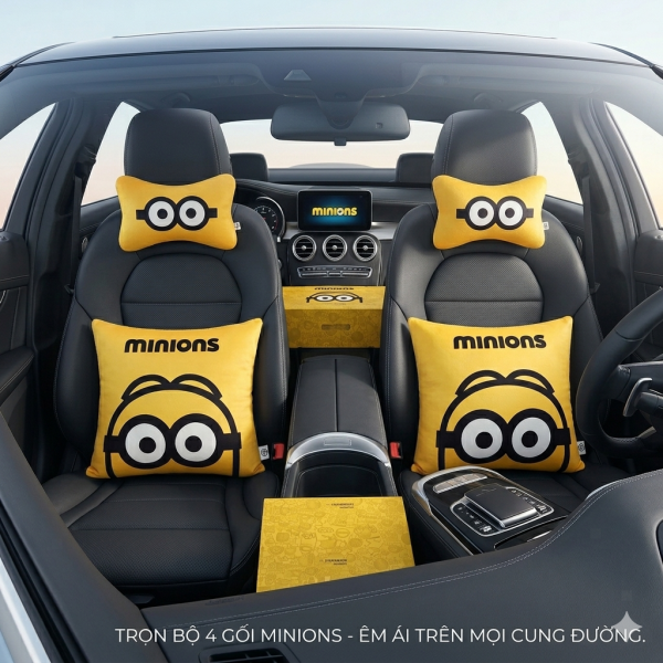 Bộ 2 gối tựa đầu + 2 gối tựa lưng ô tô Minions ( chính hãng ) - ảnh 1