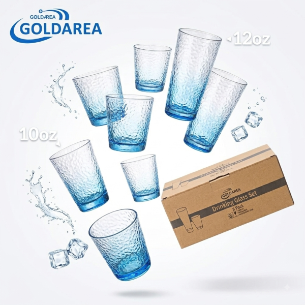 Bộ 8 cốc thuỷ tinh pha lê sắc xanh GOLDAREA ( hàng Amazon ) - ảnh 1