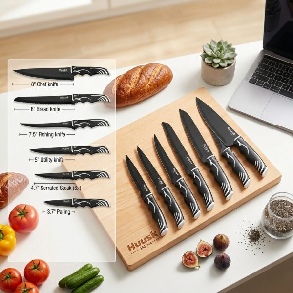 Bộ dao bếp 12 chiếc hãng HUUSK ( hàng Amazon Mỹ ) - ko gồm kéo & đế cắm dao - ảnh 1