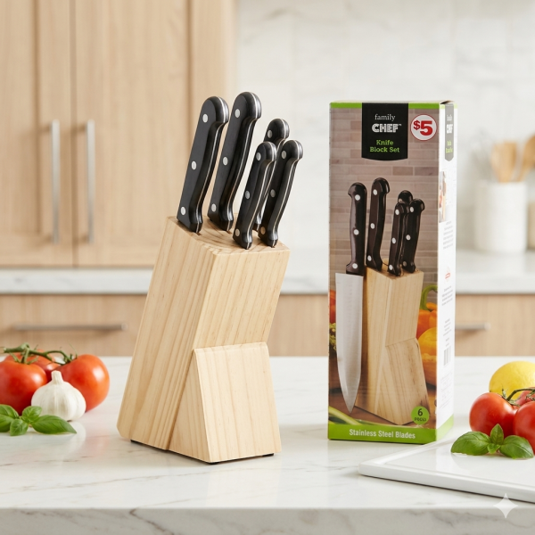 Bộ dao làm bếp 6 Món Family CHEF - kèm đế gỗ - ảnh 1