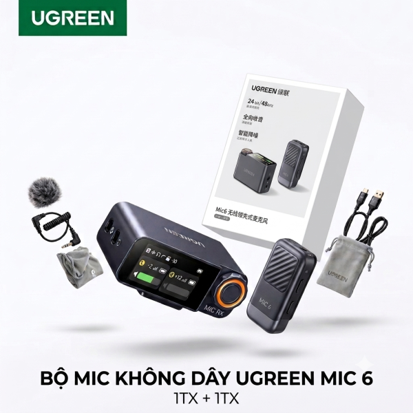 Bộ Mic thu âm không dây hãng UGREEN MIC 6 ( 1RX + 1TX ) - ảnh 1