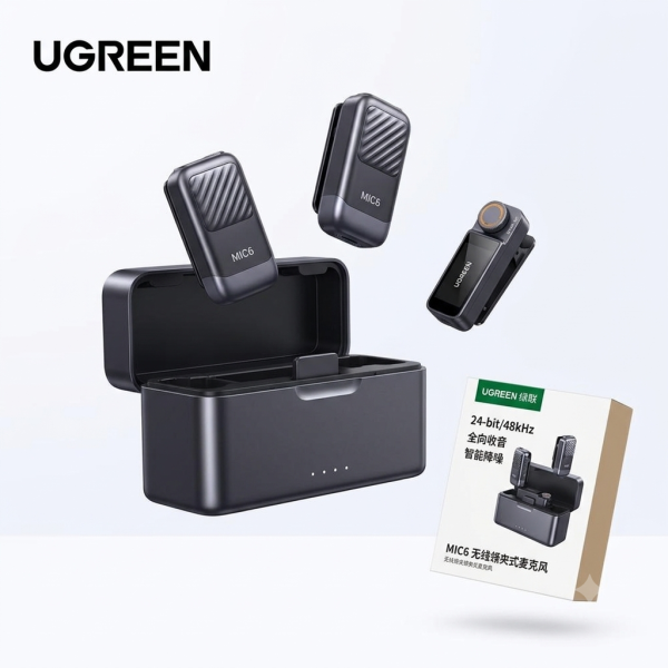 Bộ Mic thu âm không dây UGREEN MIC6 (2TX + 1RX + 1 Charging case ) - ảnh 1