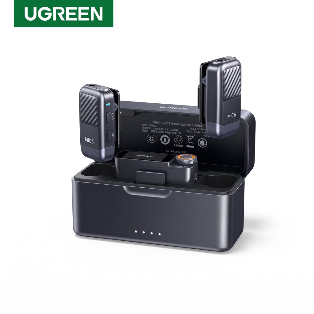 Bộ Mic thu âm không dây UGREEN MIC6 (2TX + 1RX + 1 Charging case ) - ảnh 2