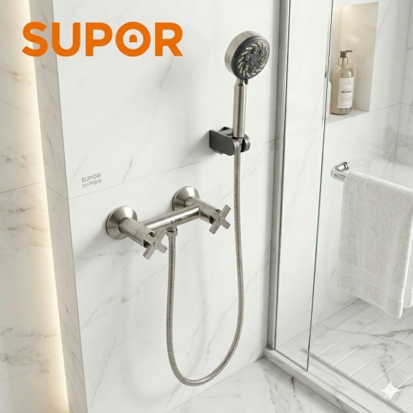 Bộ sen tắm SUPOR 212303-02-LS, bát sen to, inox 304 xịn - ảnh 1