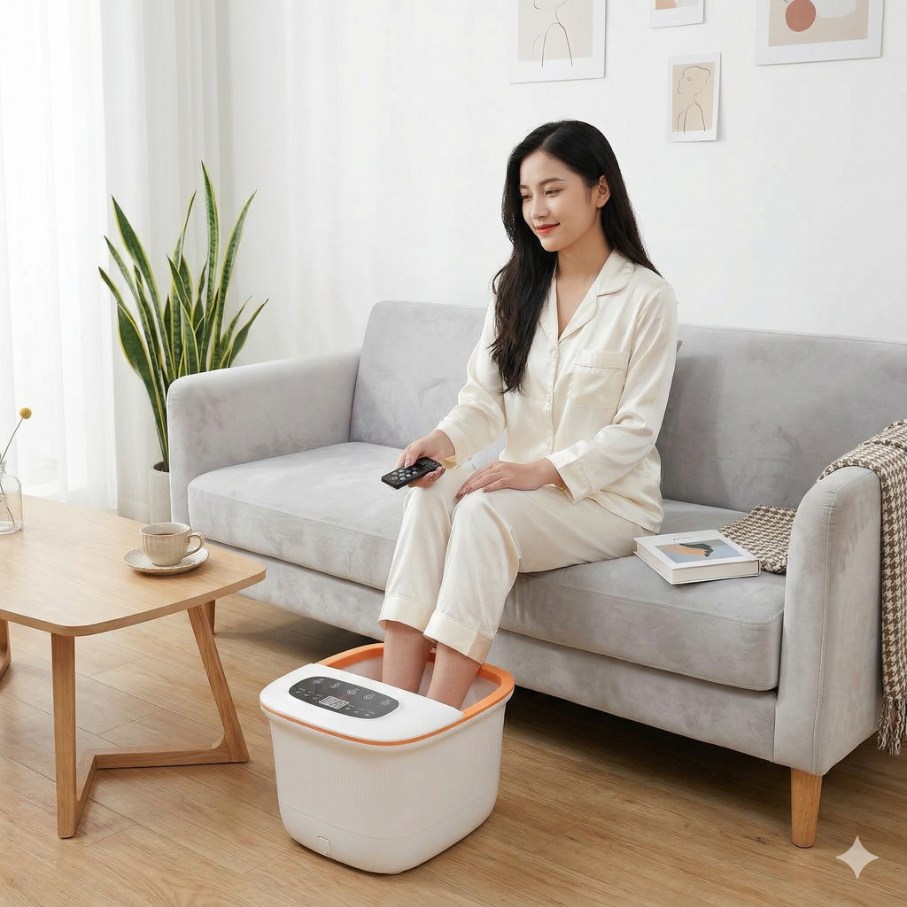 Bồn ngâm chân massage tự động FH818 (520W),có remote - ảnh 3
