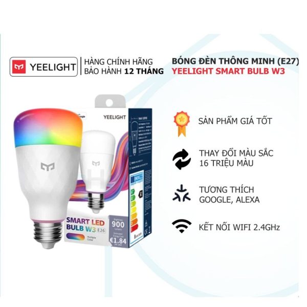 Bóng đèn LED thông minh XIAOMI Yeelight W3 E26/E27, điều khiển App, đèn RGB, bản quốc tế - ảnh 1