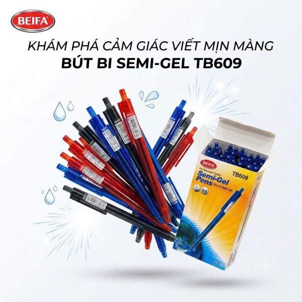 Bút bi Semi Gel hãng BEIFA TB609 hộp 24 cái - ảnh 1