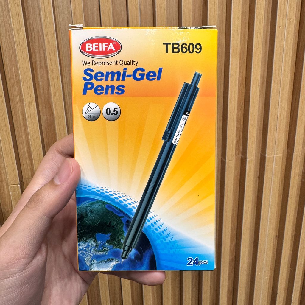Bút bi Semi Gel hãng BEIFA TB609 hộp 24 cái - ảnh 4