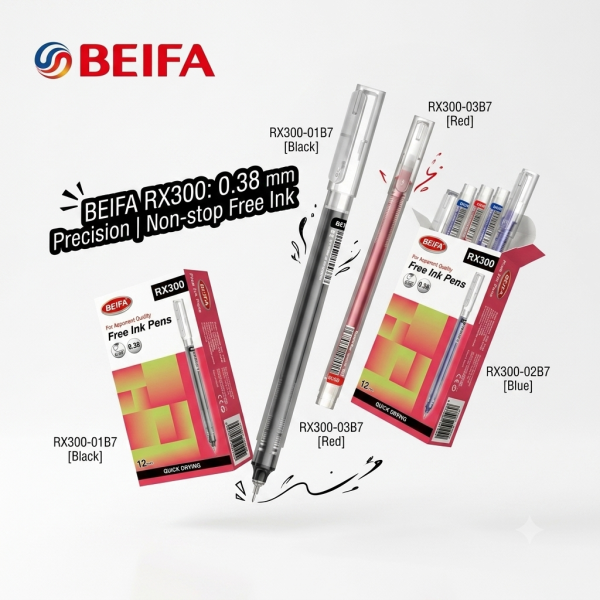 Bút free ink pen BEIFA RX300 ngòi 0.38 mm ( đủ 3 màu xanh đỏ đen ) - ảnh 1