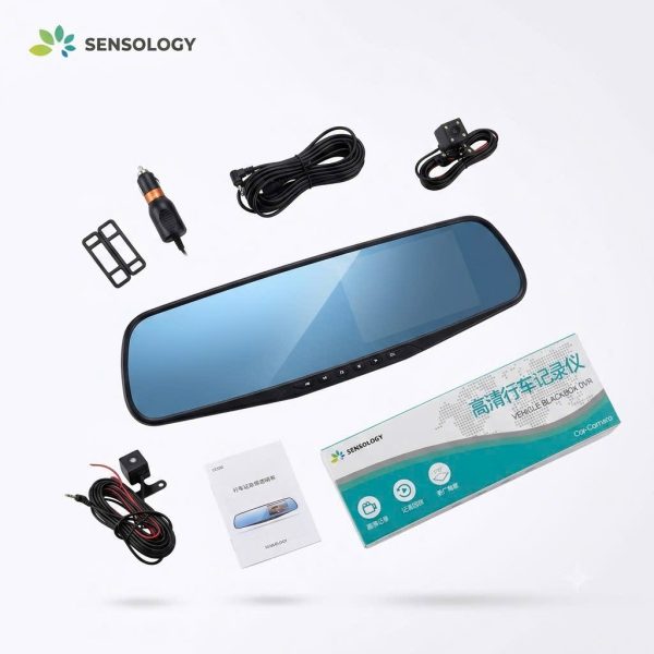 Camera hành trình Gương chiếu hậu, có cam lùi hãng SENSOLOGY CC20D ( ko pin) - ảnh 1
