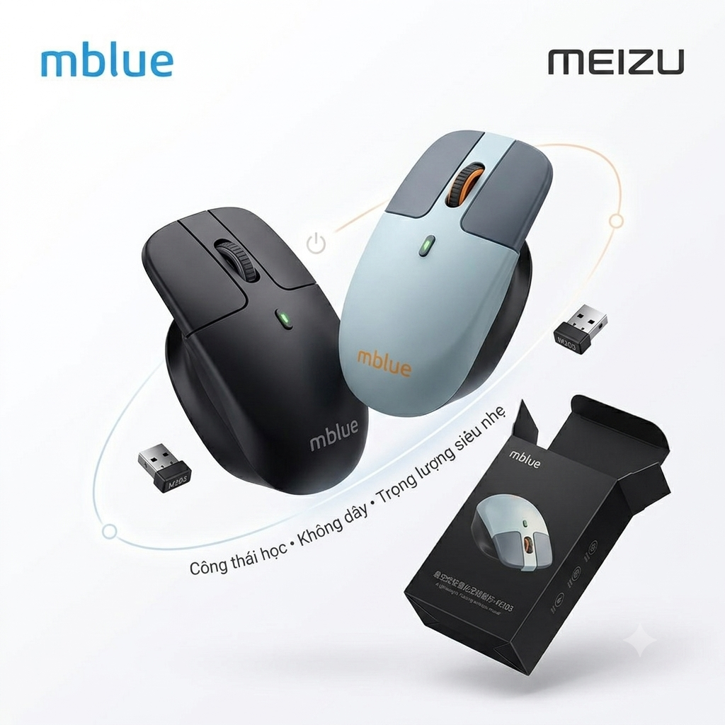Chuột không dây công thái học MEIZU mblue M203, sạc Type-C, thiết kế dạng treo - ảnh 1