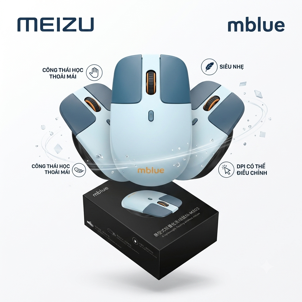 Chuột không dây công thái học MEIZU mblue M203, sạc Type-C, thiết kế dạng treo - ảnh 3