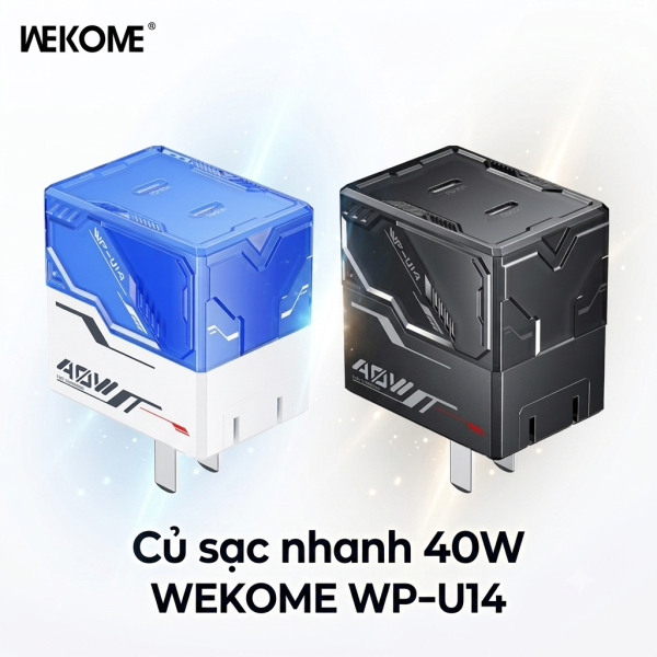 Củ sạc nhanh 40W WEKOME WP-U14, 2 cổng C, công nghệ GaN ( ko hộp ) - ảnh 1