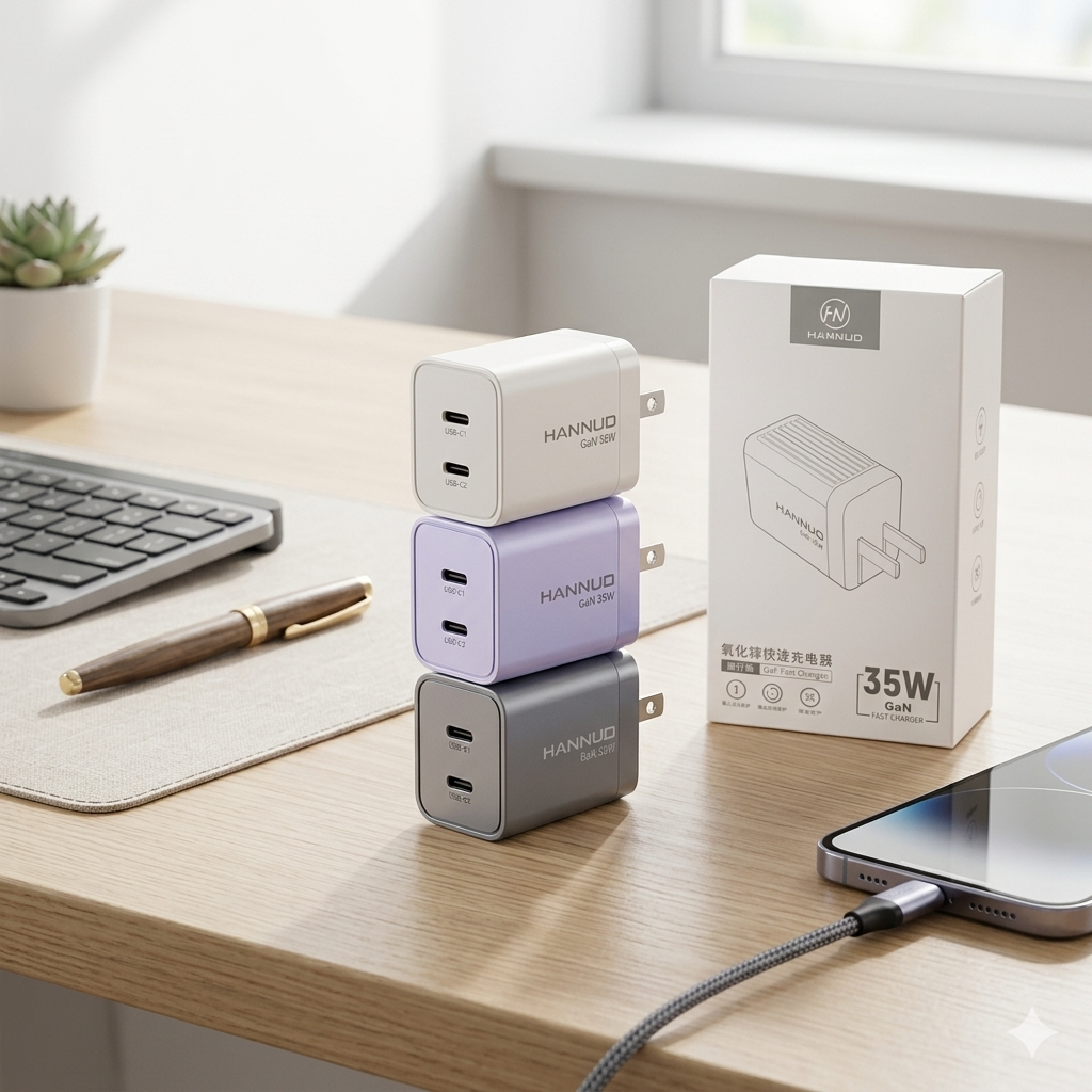 Củ sạc nhanh Hannuci GaN 35W (có PPS, PD ) Sạc nhanh cả iPhone & Samsung. - ko hộp - ảnh 2