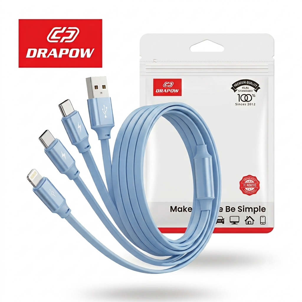 Dây cáp sạc 3 đầu DRAPOW CZ33 (L + C + M), sạc được iPhone 18 - ảnh 1
