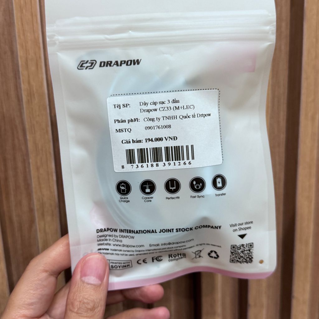 Dây cáp sạc 3 đầu DRAPOW CZ33 (L + C + M), sạc được iPhone 18 - ảnh 3