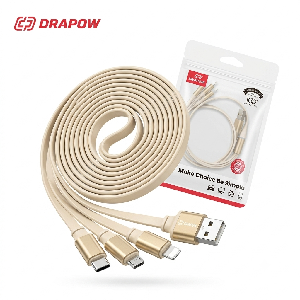 Dây cáp sạc 3 đầu DRAPOW CZ33 (L + C + M), sạc được iPhone 18 - ảnh 5