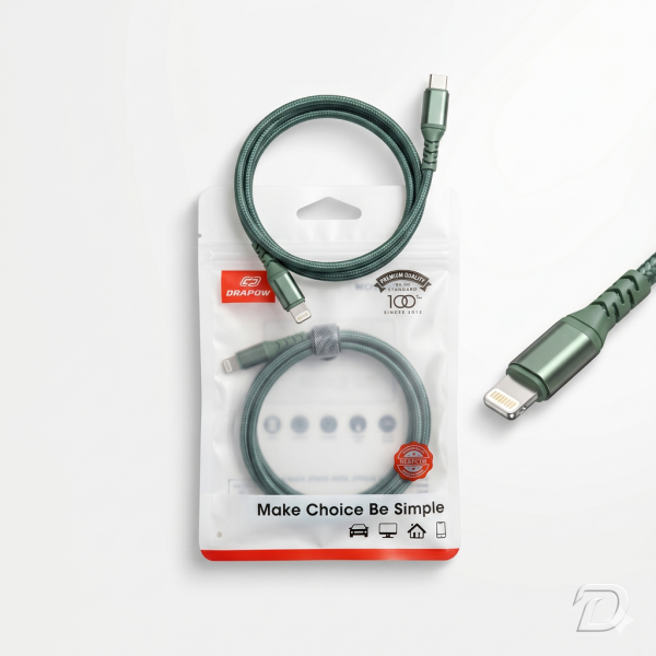 Dây cáp sạc nhanh iPhone dài 2M 3M chân Lightning C to L chuẩn MFI hãng DRAPOW CF23 - ảnh 1