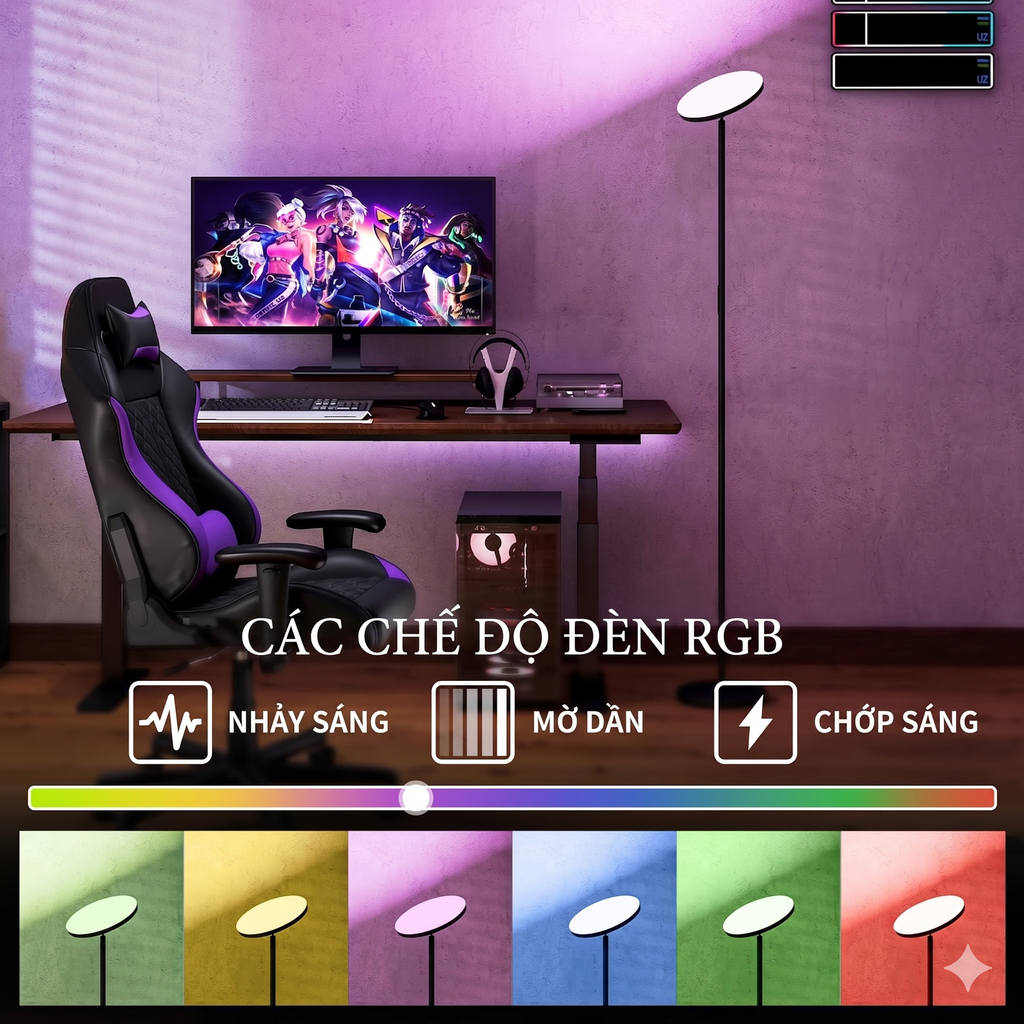 Đèn LED đứng thông minh YOTUTUN RGB FLE-036 (hàng Amazon Mỹ), có Remote, xoay 350 độ, cao 1.75m - ảnh 3