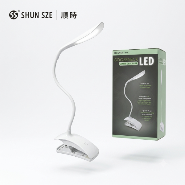 Đèn LED kẹp bàn đọc sách GOOSENECK SSL-909-WT ( cáp sạc bị ố vàng) - ảnh 1