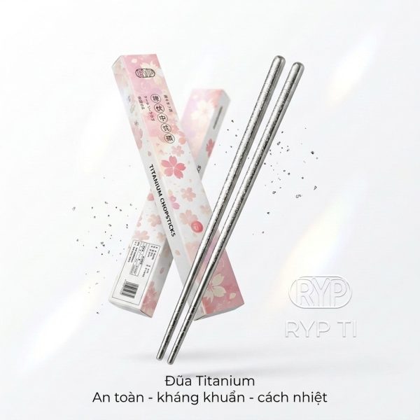 Đôi đũa Titanium thương hiệu RYP, Kháng khuẩn, siêu nhẹ, chống trơn, titan siêu bền - ảnh 1