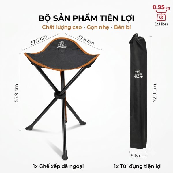 Ghế xếp 3 chân dã ngoại DEERFAMY (Portable Tripod Stool) - hàng Amazon - ảnh 1