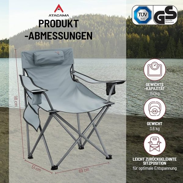Ghế xếp dã ngoại cỡ lớn, chính hãng Atacama ( Đức ) , câu cá, camping… - ảnh 1