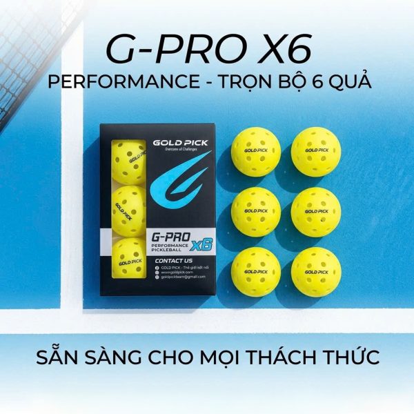 Hộp 6 quả bóng thi đấu Pickleball chính hãng Gold Pick, bóng 40 lỗ, nhựa nguyên sinh - ảnh 1