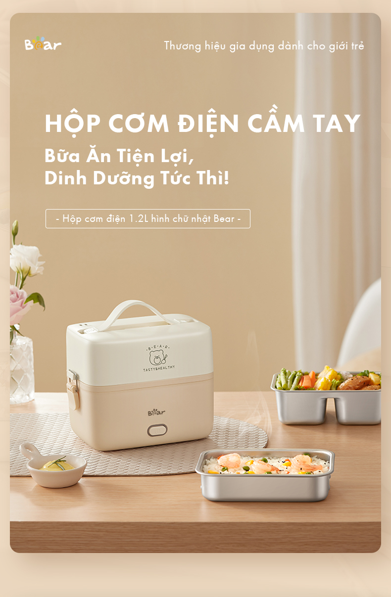 Hộp cơm 1.2L Bear LB-4H12C - ảnh 2