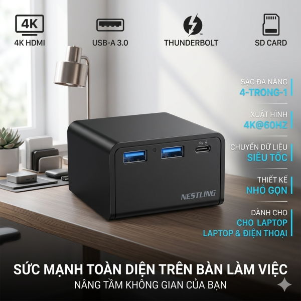 HUB chuyển đổi kiêm sạc nhanh đa năng Nestling - ảnh 1