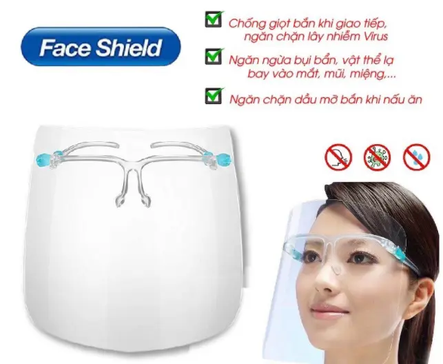 Kính chắn chống giọt bắn trong suốt nhựa PET - Face Shield Mask - ảnh 2