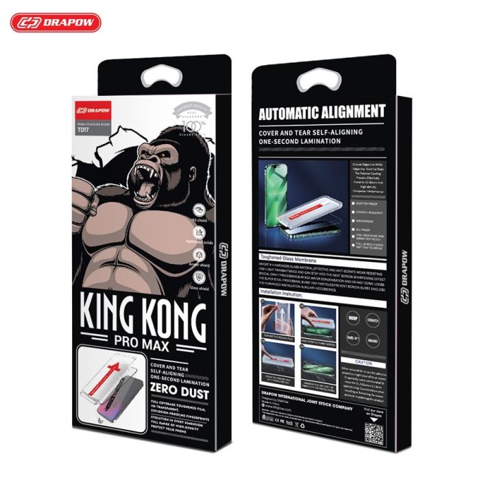 Kính cường lực tự lấy bụi tự dán KingKong Drapow 0.33mm TD17 - ảnh 1