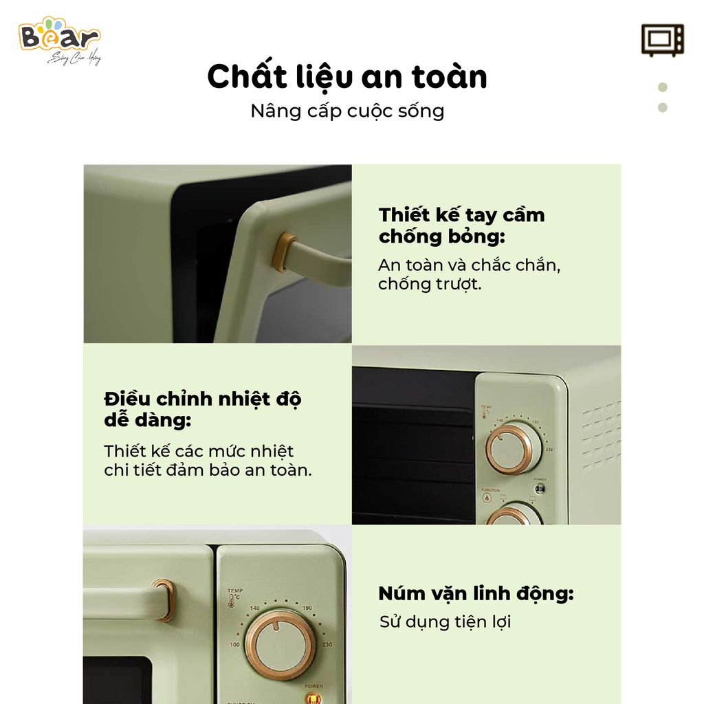 Lò Nướng và Hấp Bear Dung Tích 18L Thiết Kế Nhỏ Gọn Đa Năng - DKX-C20R5 - ảnh 3