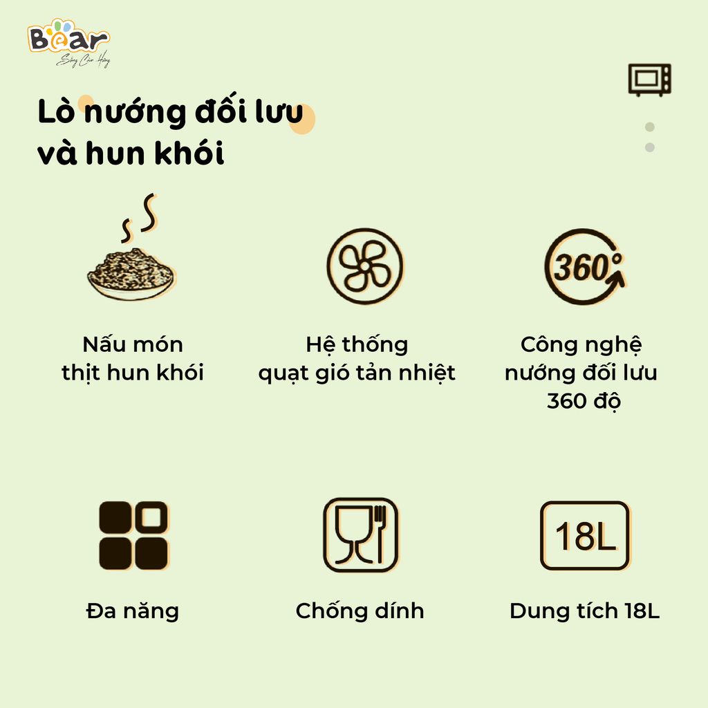 Lò Nướng và Hấp Bear Dung Tích 18L Thiết Kế Nhỏ Gọn Đa Năng - DKX-C20R5 - ảnh 4