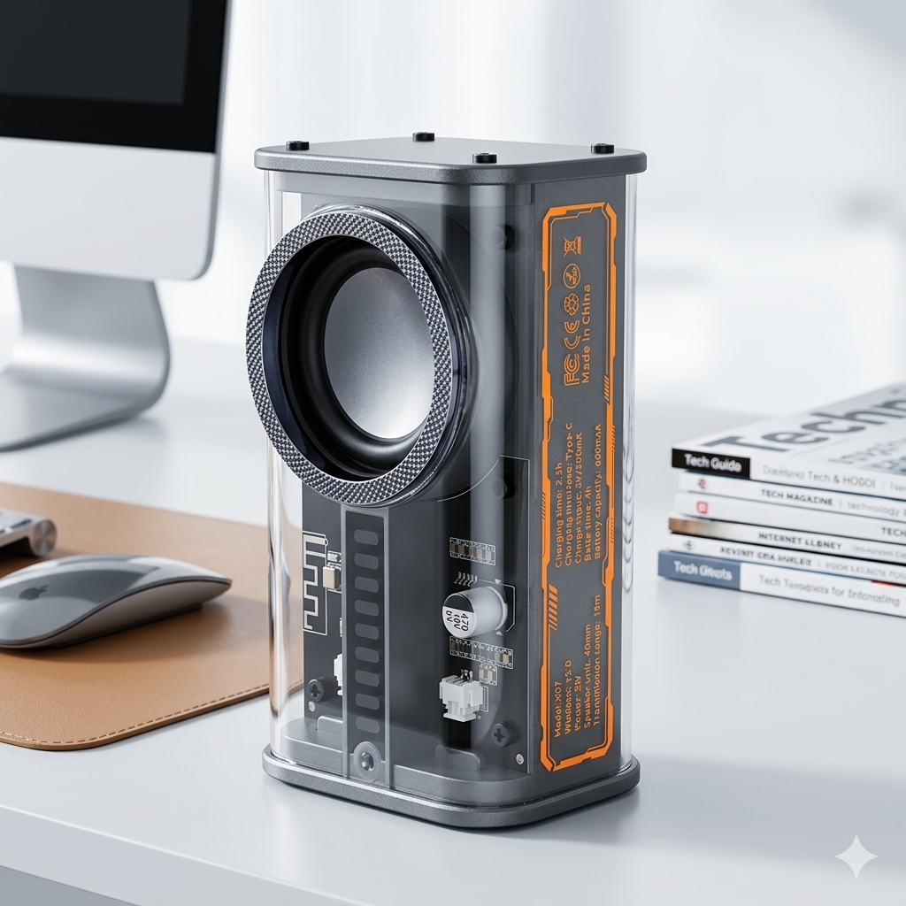 Loa Bluetooth Toocki - Transparent Mecha Wireless Speaker (Model: K07) có TWS kết nối 2 loa - ảnh 2