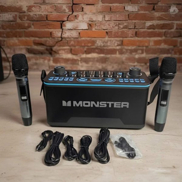 Loa Karaoke MONSTER AirRock SK100 – Bluetooth Live Streaming Speaker, có 2 Mic ko dây - ảnh 1