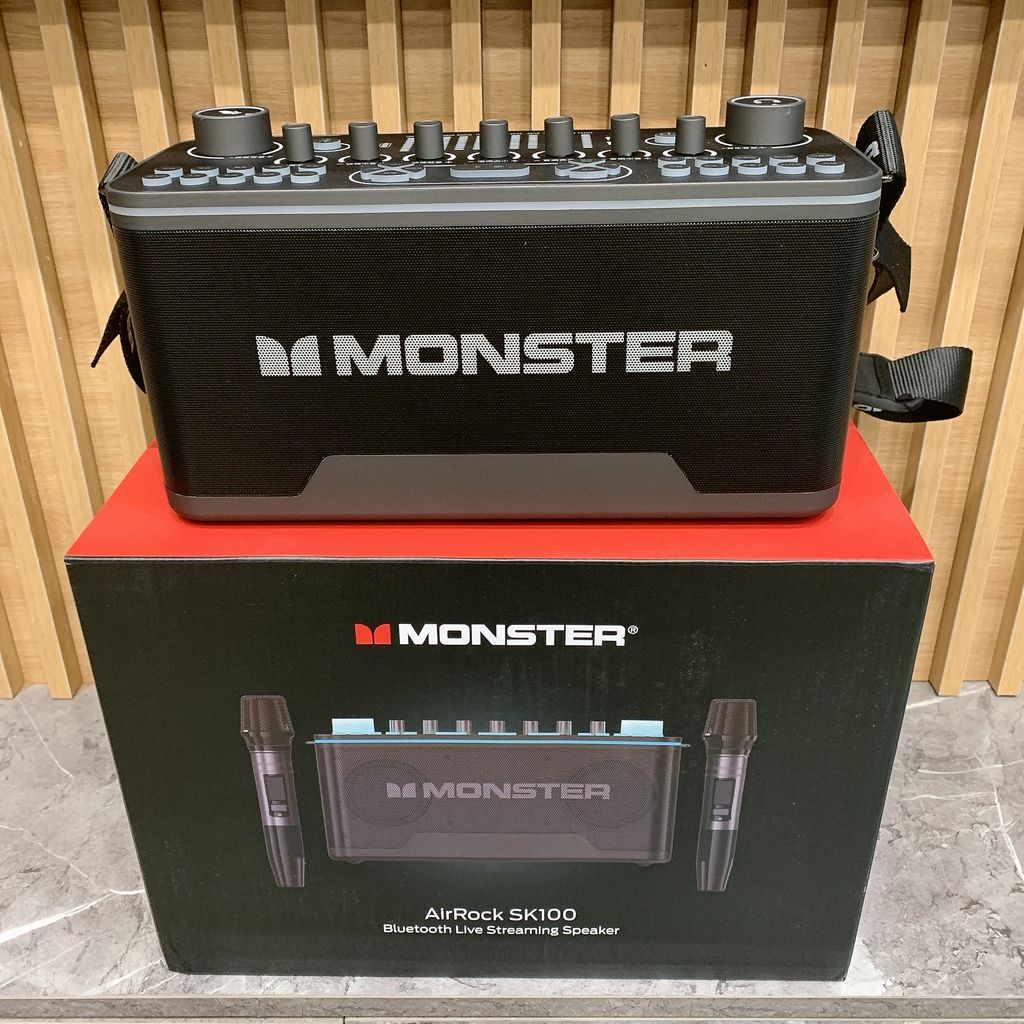 Loa Karaoke MONSTER AirRock SK100 – Bluetooth Live Streaming Speaker, có 2 Mic ko dây - ảnh 4