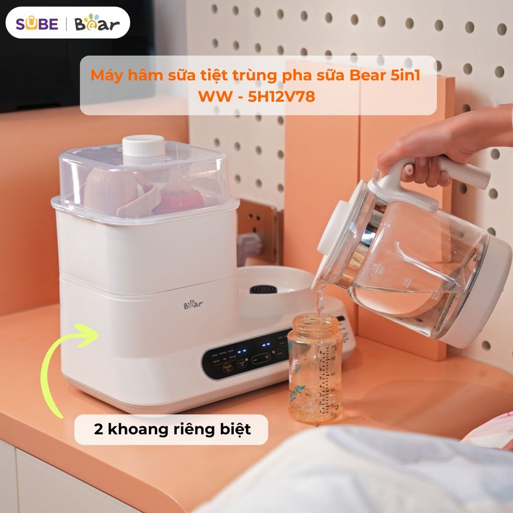 Máy đun nước và hâm sữa tiệt trùng Bear WW-5H12V78 - ảnh 2