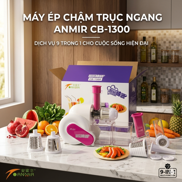 Máy ép chậm trục ngang 9 trong 1 ANMIR CB-1300 - hộp xấu - ảnh 1