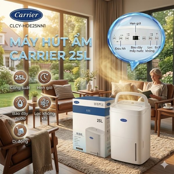 Máy hút ẩm 25L Carrier ( Mỹ ) CLCY-HDE25NN1 - ảnh 1