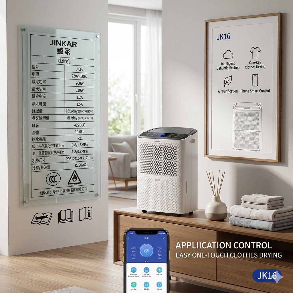 Máy hút ẩm JINKAR JK16 - 16L có app điều khiển - ảnh 1