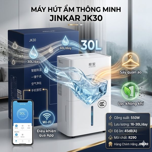 Máy hút ẩm JINKAR JK30 - 30L có app điều khiển - ảnh 1