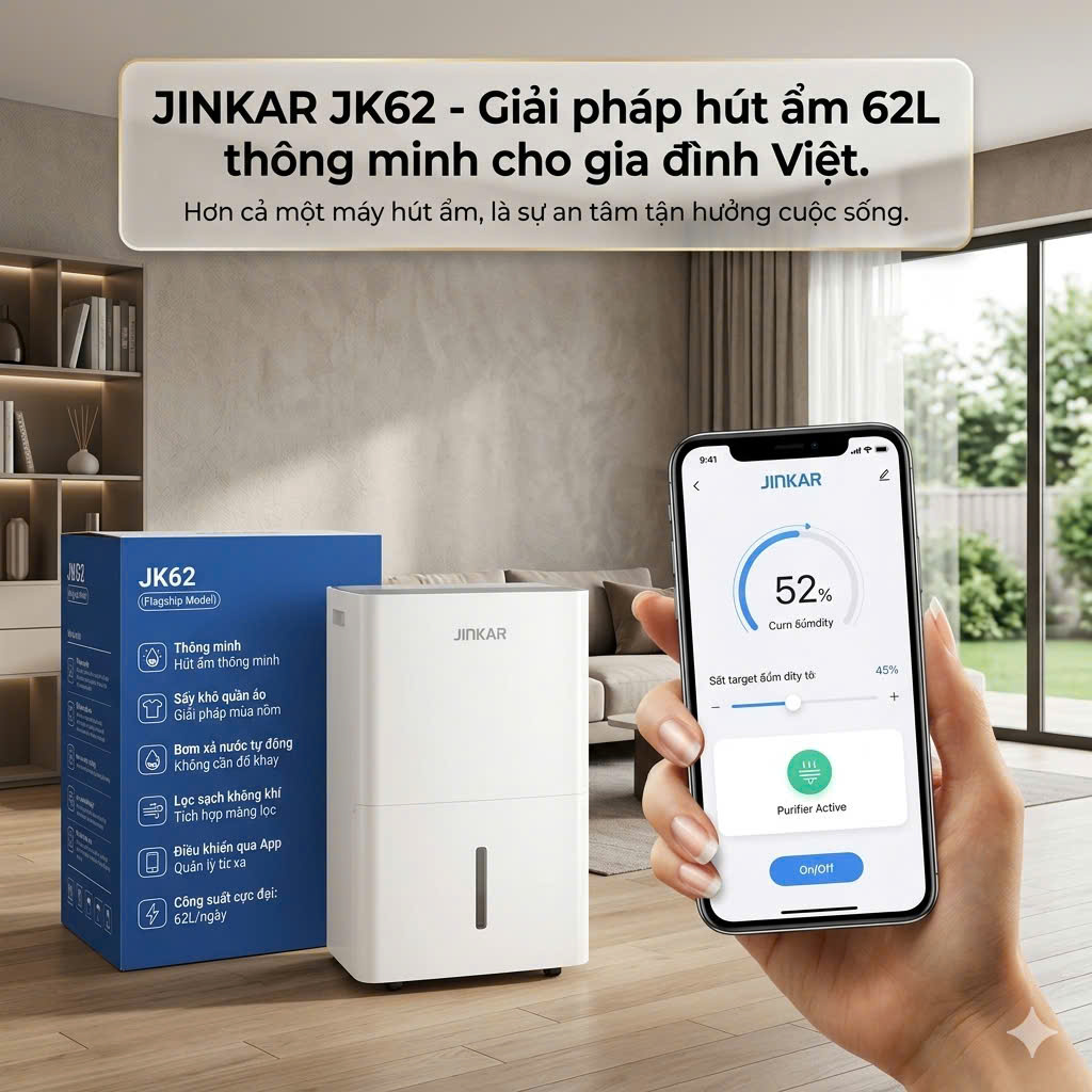 Máy hút ẩm JINKAR JK62 - 62L -có app điều khiển - ảnh 1