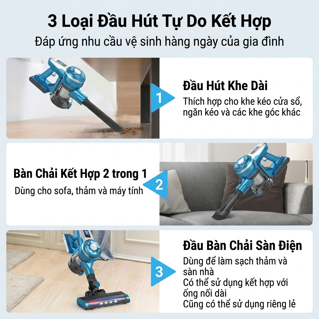Máy hút bụi không dây POODA W1 Pro, thân nhôm, lõi lọc rửa được - ảnh 5