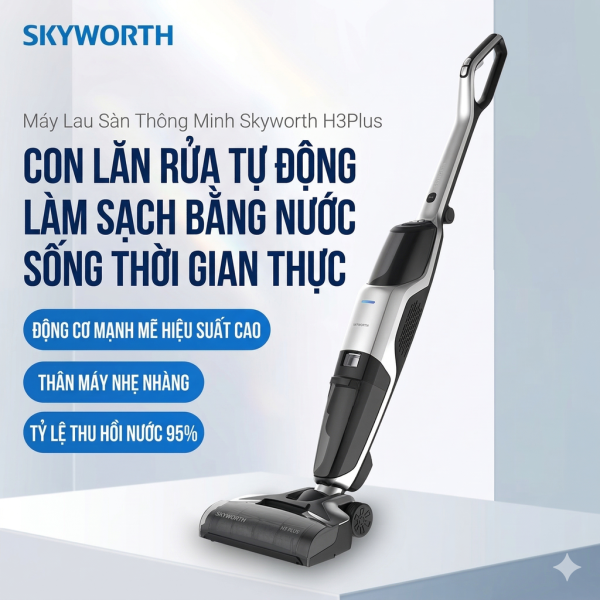 Máy hút bụi & lau nhà cầm tay thông minh Skyworth H3 Plus, tự giặt giẻ, lau 150m2 - ảnh 1