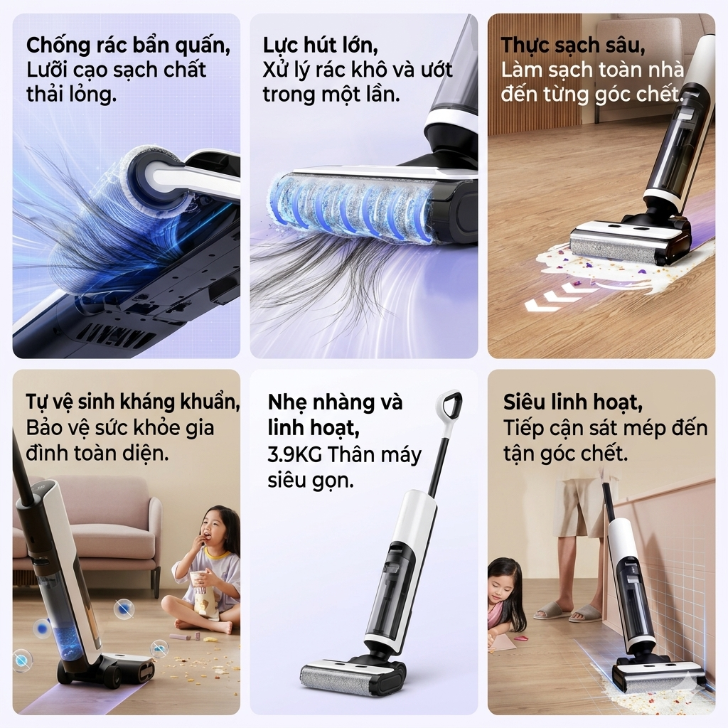 Máy lau nhà & hút bụi INXNI Z3 Slim tự giặt giẻ & diệt khuẩn - ảnh 3