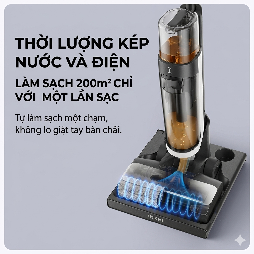 Máy lau nhà & hút bụi INXNI Z3 Slim tự giặt giẻ & diệt khuẩn - ảnh 5