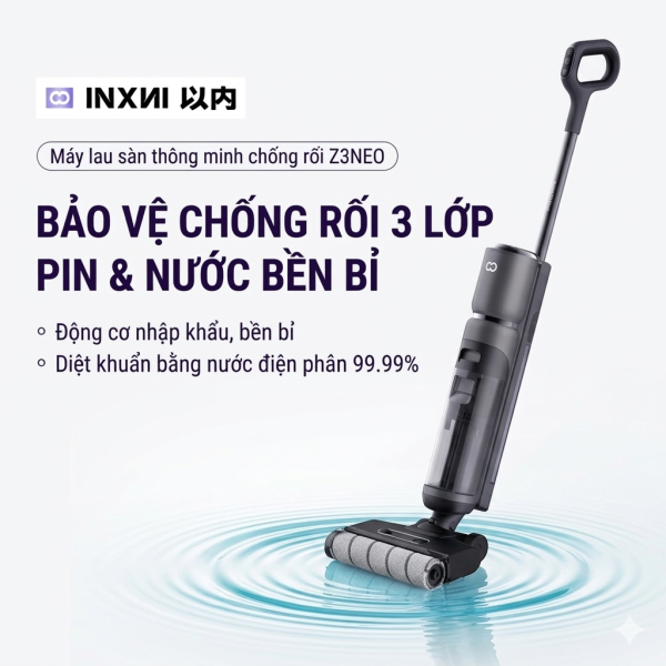 Máy lau nhà + hút bụi thông minh INXNI Z3 NEO, tự giặt giẻ & diệt khuẩn - ảnh 1